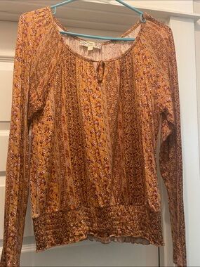 Pink Republic Mustard Floral Stripe Long Sleeve Top